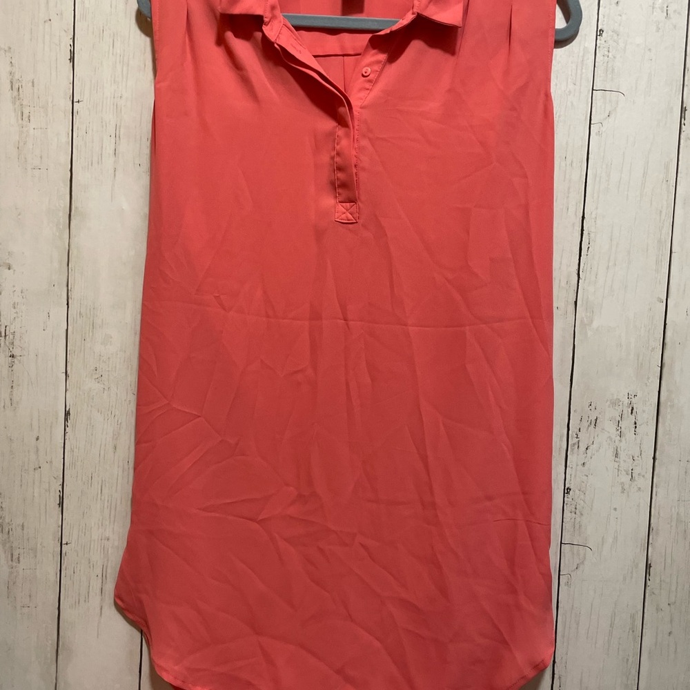 H&M Long Coral Sleveless Blouse Lightweight Size 4